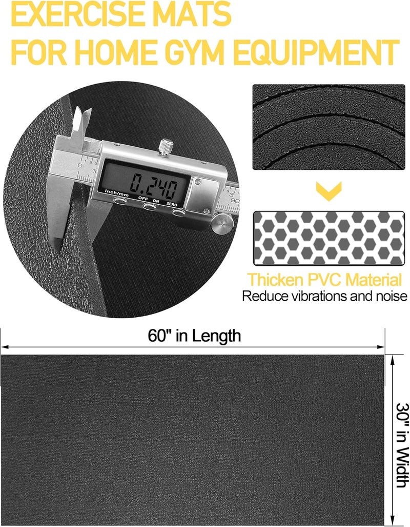 WERCHO Treadmill Mat,60" x 30",6mm Thickness Exercise Equipment Mat for Carpet Hardwood Floors, Compatible with Walking Pad,Spin Bike,Elliptical Trainer,Rowing Machine - Image 2